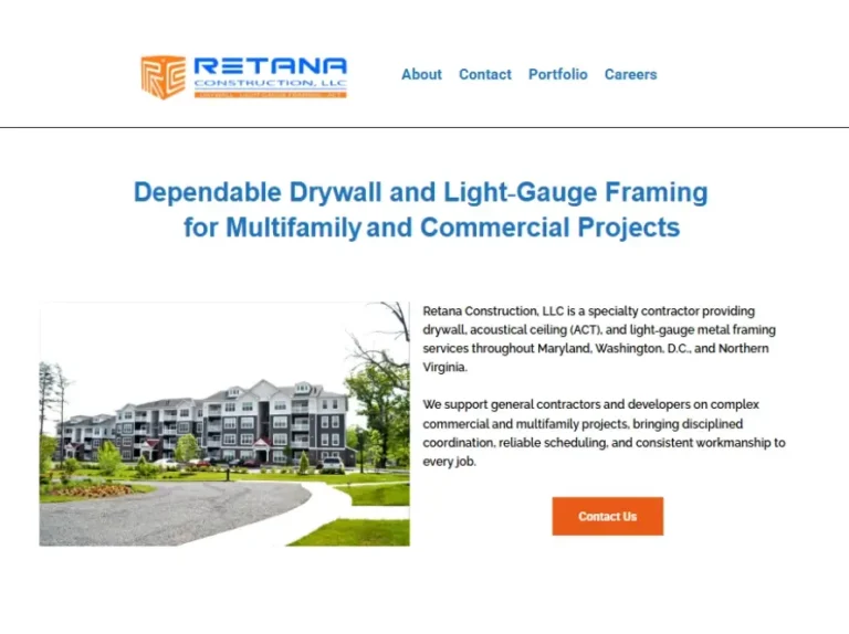 Contractor website example created for construction businesses in Carroll County MD
