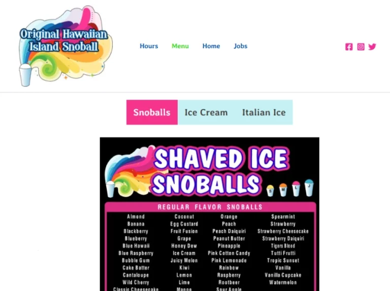 Snoball-stand-ice-cream-stand-eldersburg-Randallstown-web design example