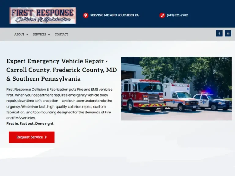 website design for emergency vehicle repair company in Carroll County MD, Taneytown web designer