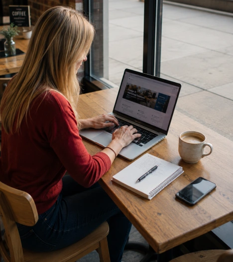 Web designer working on a small business website in Westminster MD